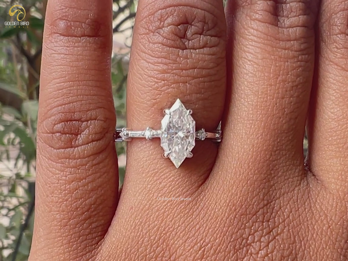 Niederländischer Marquise Halb-Eternity-Verlobungsring