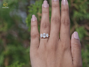 Oval Cut Lab Diamond Three Stone Engagement Ring