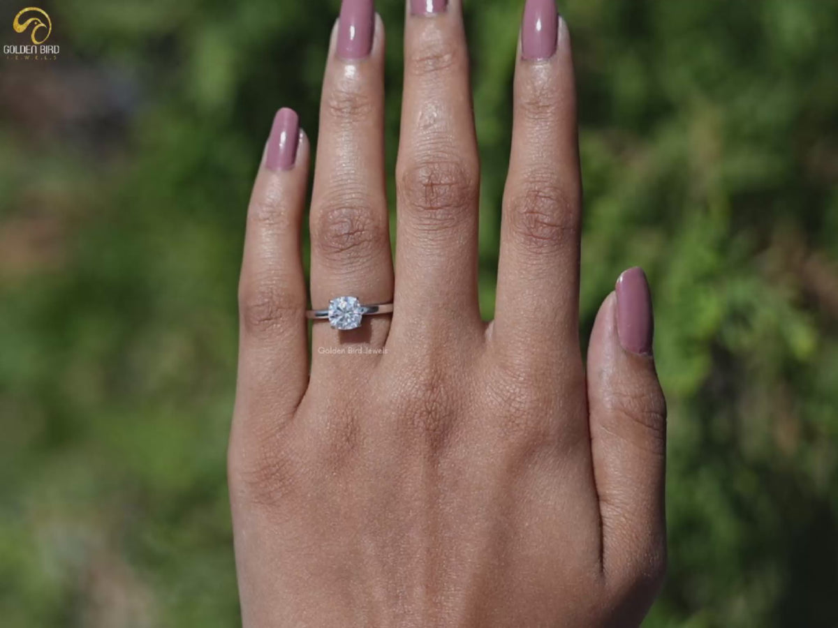 You tube Video of Cushion Cut Moissanite Solitaire Engagement Ring