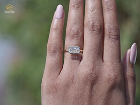 Bezel Set Radiant Cut Moissanite Solitaire Ring