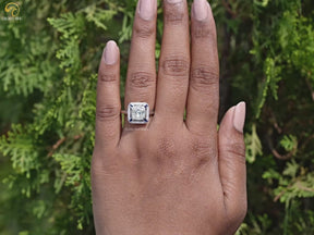 Moissanite Old Mine Cushion Cut Halo Ring