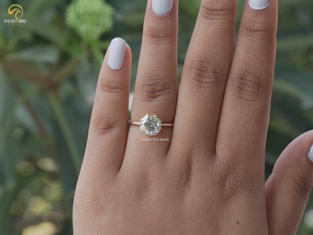 OEC Round Light Yellow Solitaire Moissanite Engagement Ring