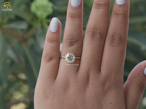 OEC Round Light Yellow Solitaire Moissanite Engagement Ring