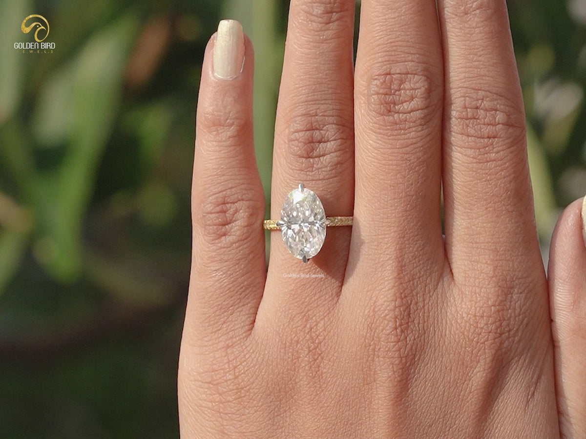 Crushed Ice Oval Moissanite Engagement Ring