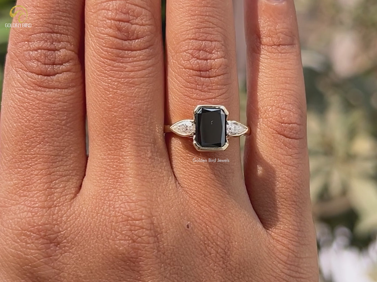 Radiant Cut Moissanite Three Stone Ring
