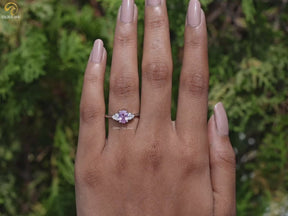Pink Tourmaline Oval Gemstone Accent Stone Ring