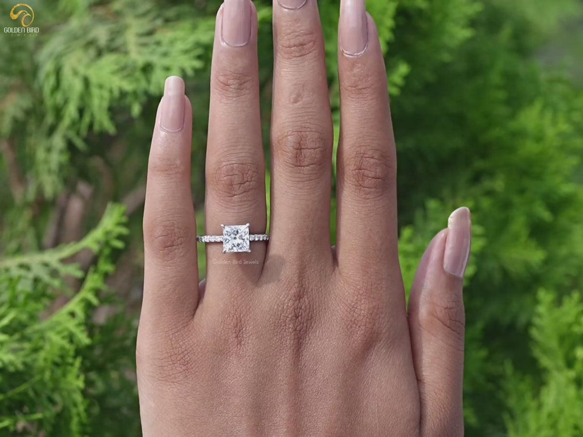 Solitär Princess- Schneiden Labor Diamant Ring