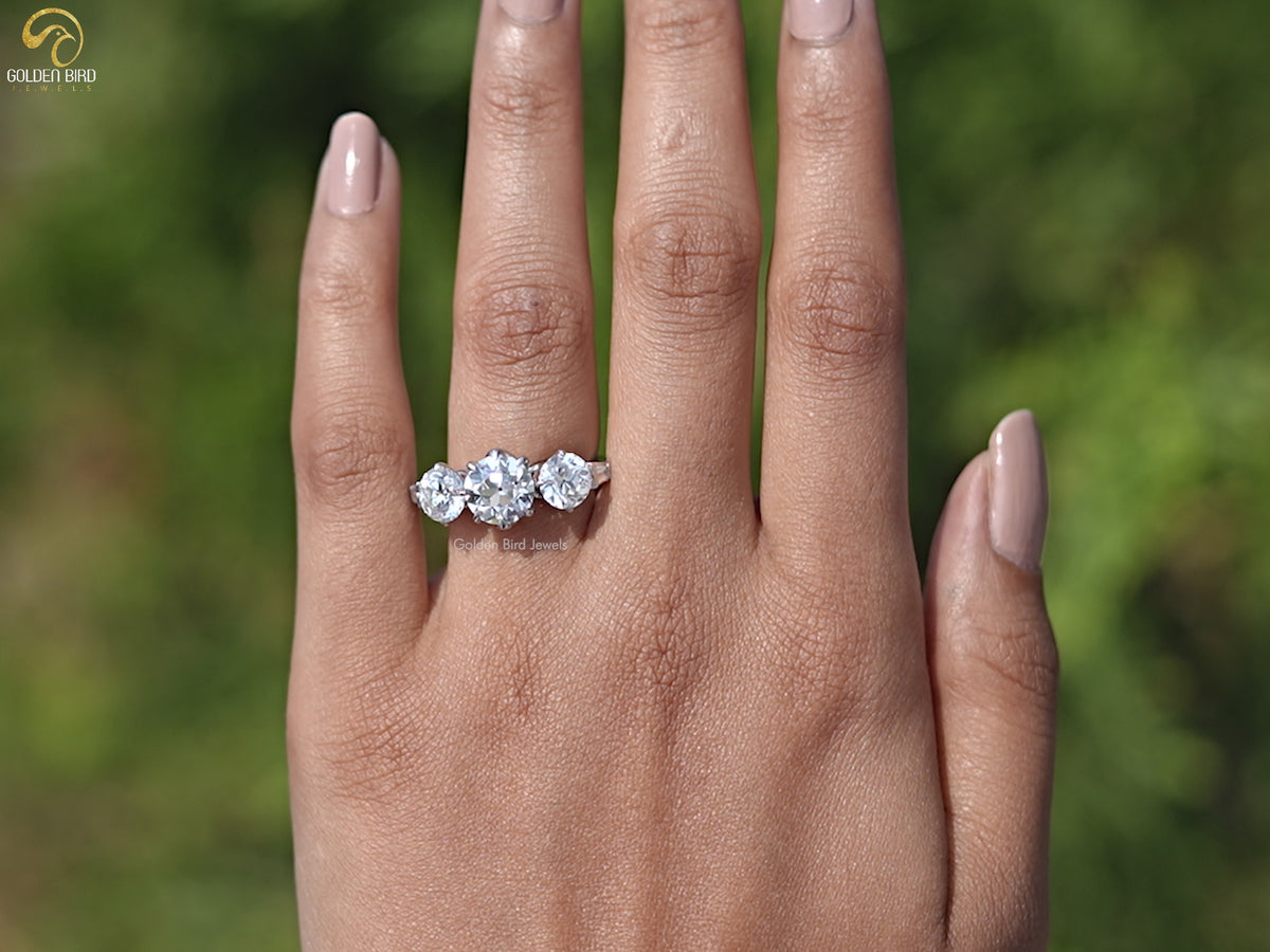 Old European Round Cut Lab Diamond Five Stone Ring