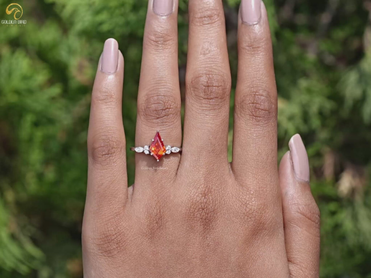 Kite Cut Gemstone Accent Engagement Ring