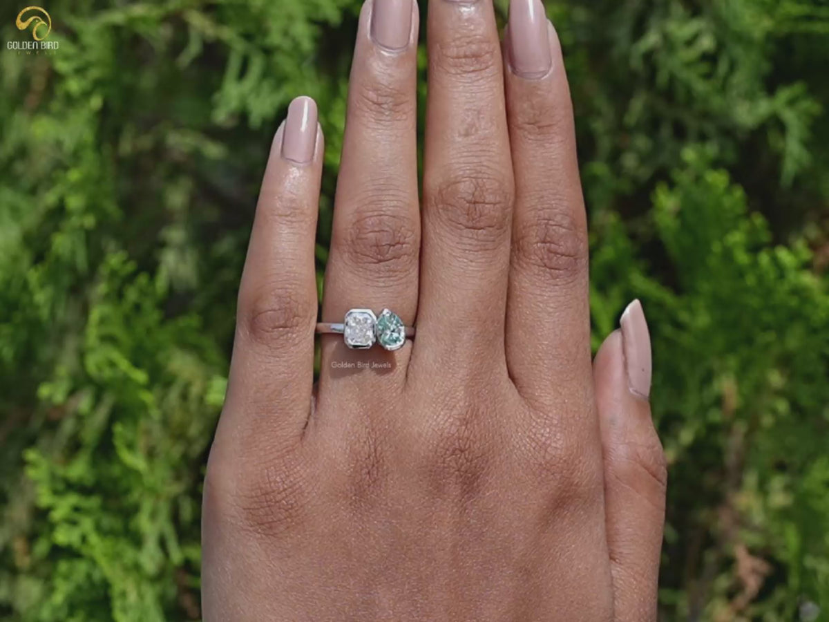 Pear And Radiant Moissanite Toi Et Moi Ring