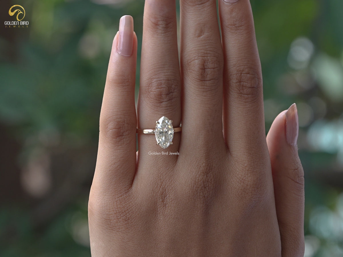 Old Mine Moval Moissanite Solitaire Ring