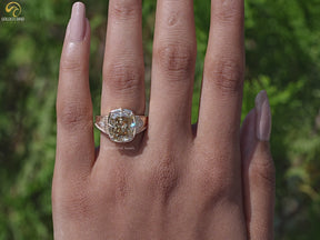 Filigree Yellow Elongated Cushion Moissanite Ring