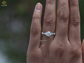 Round And Pear Cut Lab Diamond Five Stone Ring