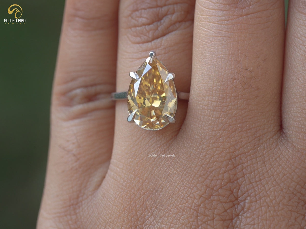 Moissanite Pear Solitaire Setting Wedding Ring