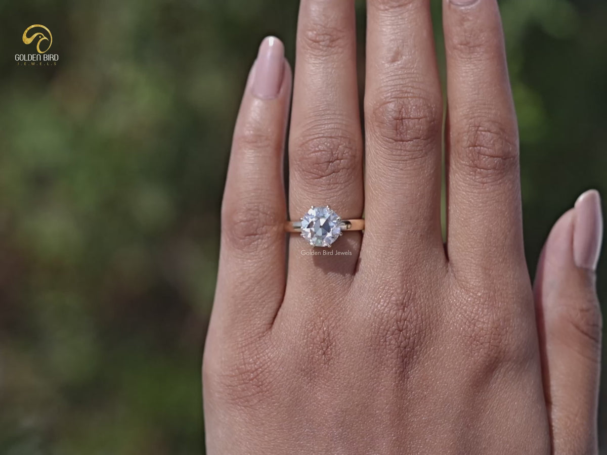 Old European Cut Round Moissanite Solitaire Ring