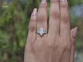 Marquise Cut Moissanite Accent Stone Ring
