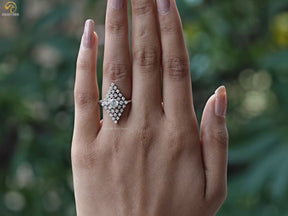 Portuguese Cut Moissanite Wedding Ring