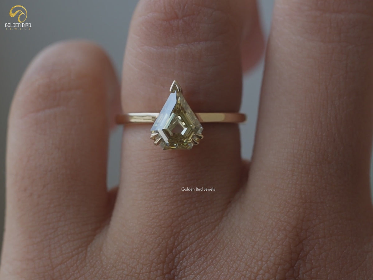 Moissanite Old Mine Pentagon Cut Solitaire Ring