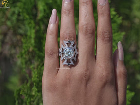 Round Cut Moissanite Art Deco Vintage Ring