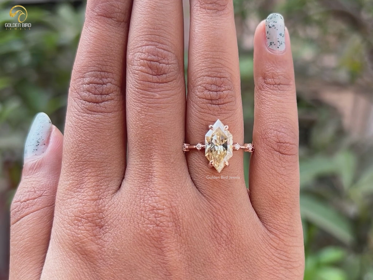 3 Carat Yellow Dutch Marquise Moissanite Ring