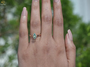 Blue Dutch Marquise Cut Moissanite Solitaire Ring