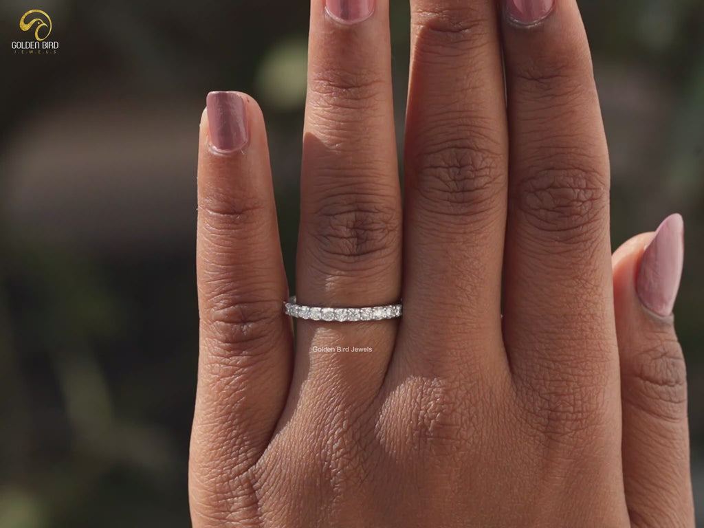 You tube Video of Round Moissanite Half Eternity Stacking Band	