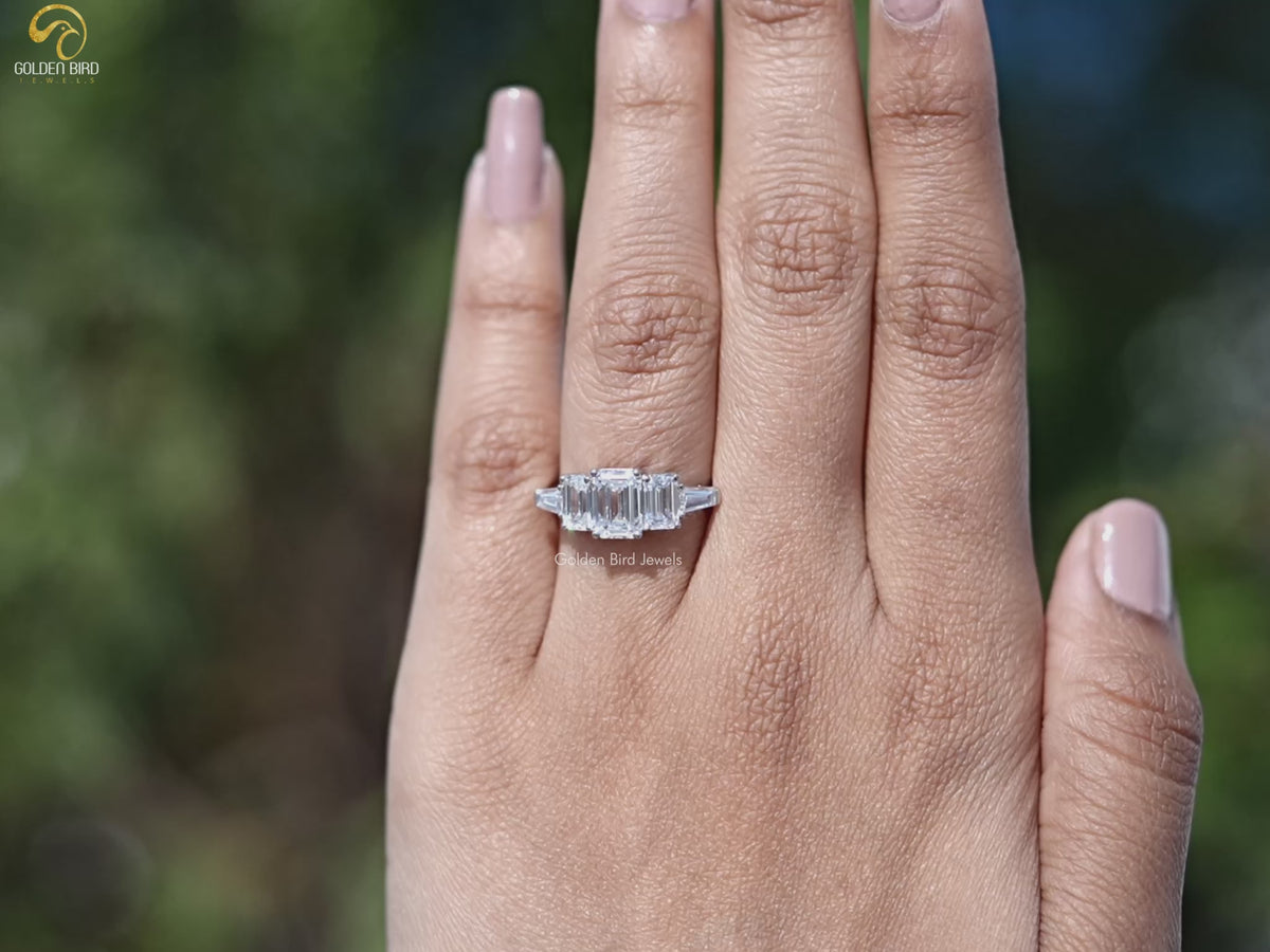 Lab Diamond Emerald Cut Five Stone Ring
