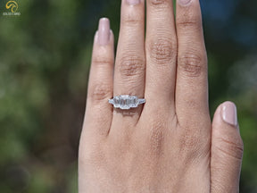 Lab Diamond Emerald Cut Five Stone Ring