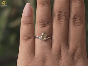 Yellow Radiant Moissanite Sideway Solitaire Ring
