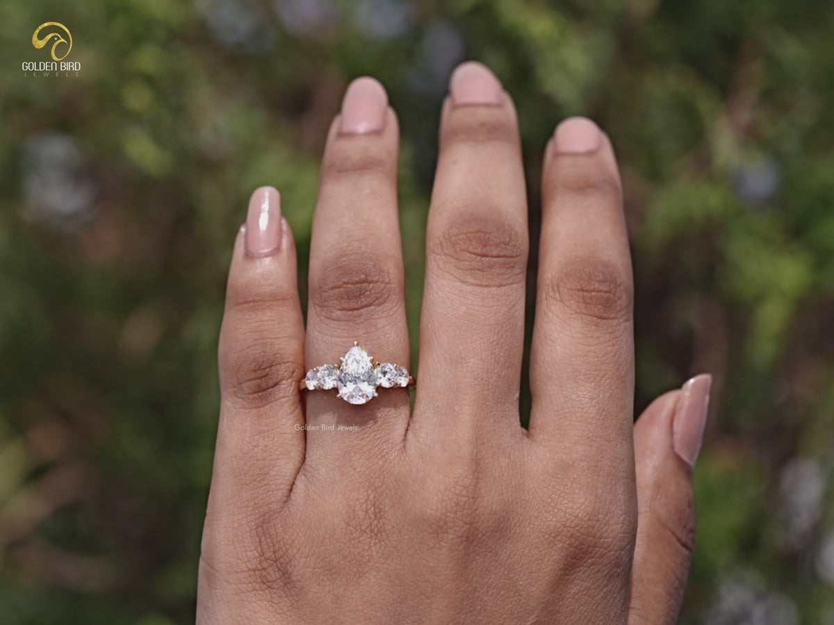 Pear Cut Lab Grown Diamond Five Stone Ring
