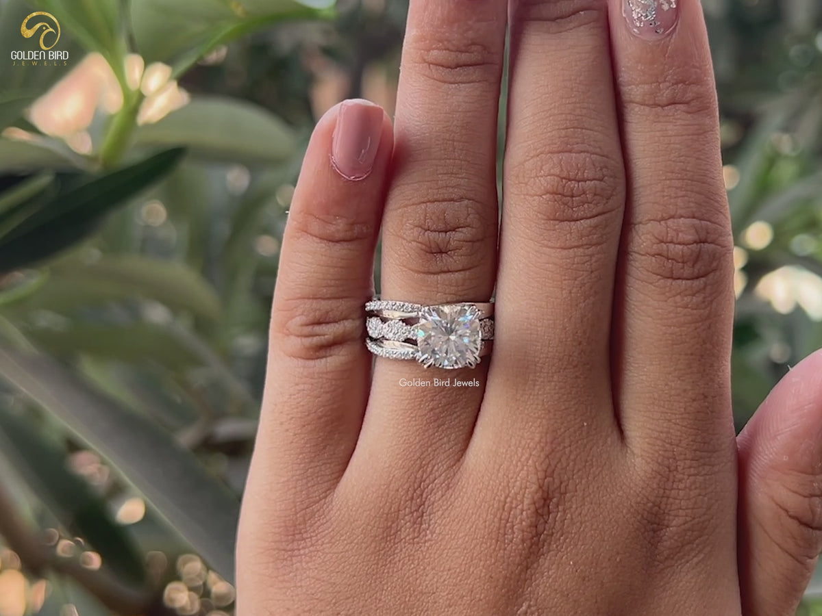 Cushion Cut Moissanite Infinity Ring Set