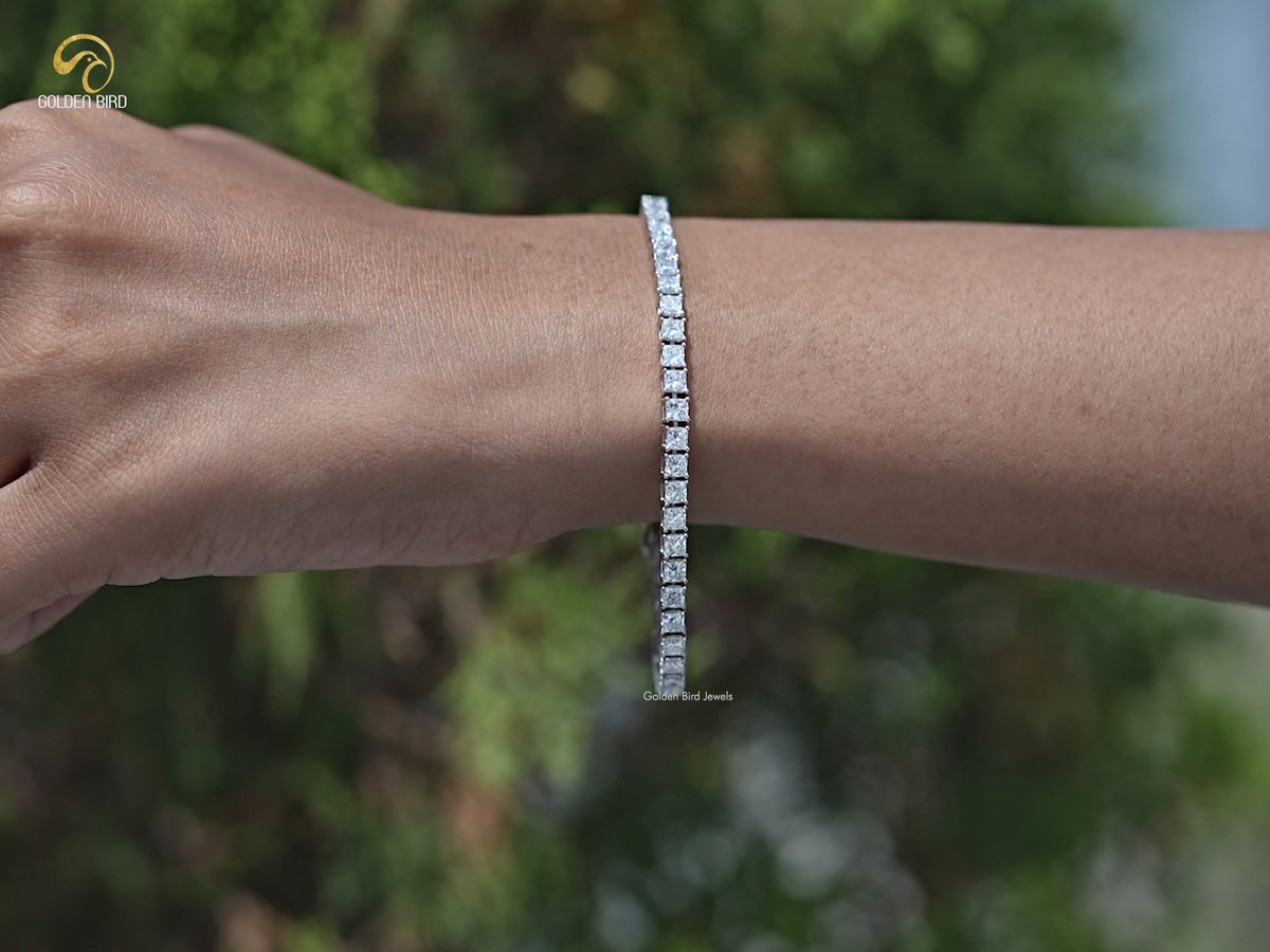 Princess Cut Lab Diamond Tennis Bracelet