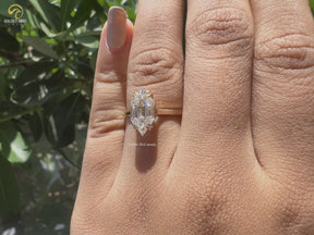 Niederländischer Marquise-Moissanitring mit Stufenschliff