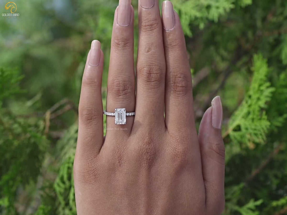 Emerald Cut Solitaire Accent Lab Diamond Ring