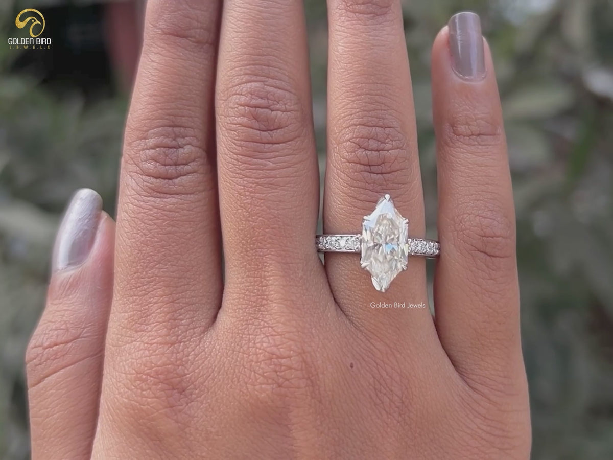 Dutch Marquise Solitaire Moissanite Engagement Ring