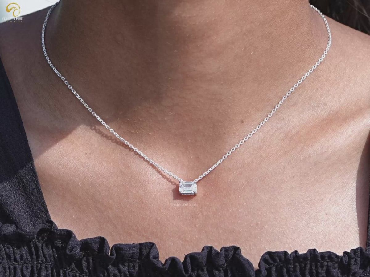 Lab Diamond Emerald Cut Solitaire Pendant