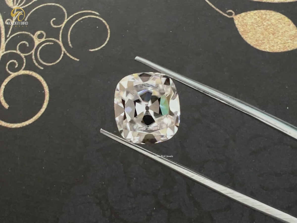 Near Colorless Old Mine Cut Cushion Loose Moissanite