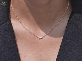 East West Baguette Cut Lab Diamond Pendant