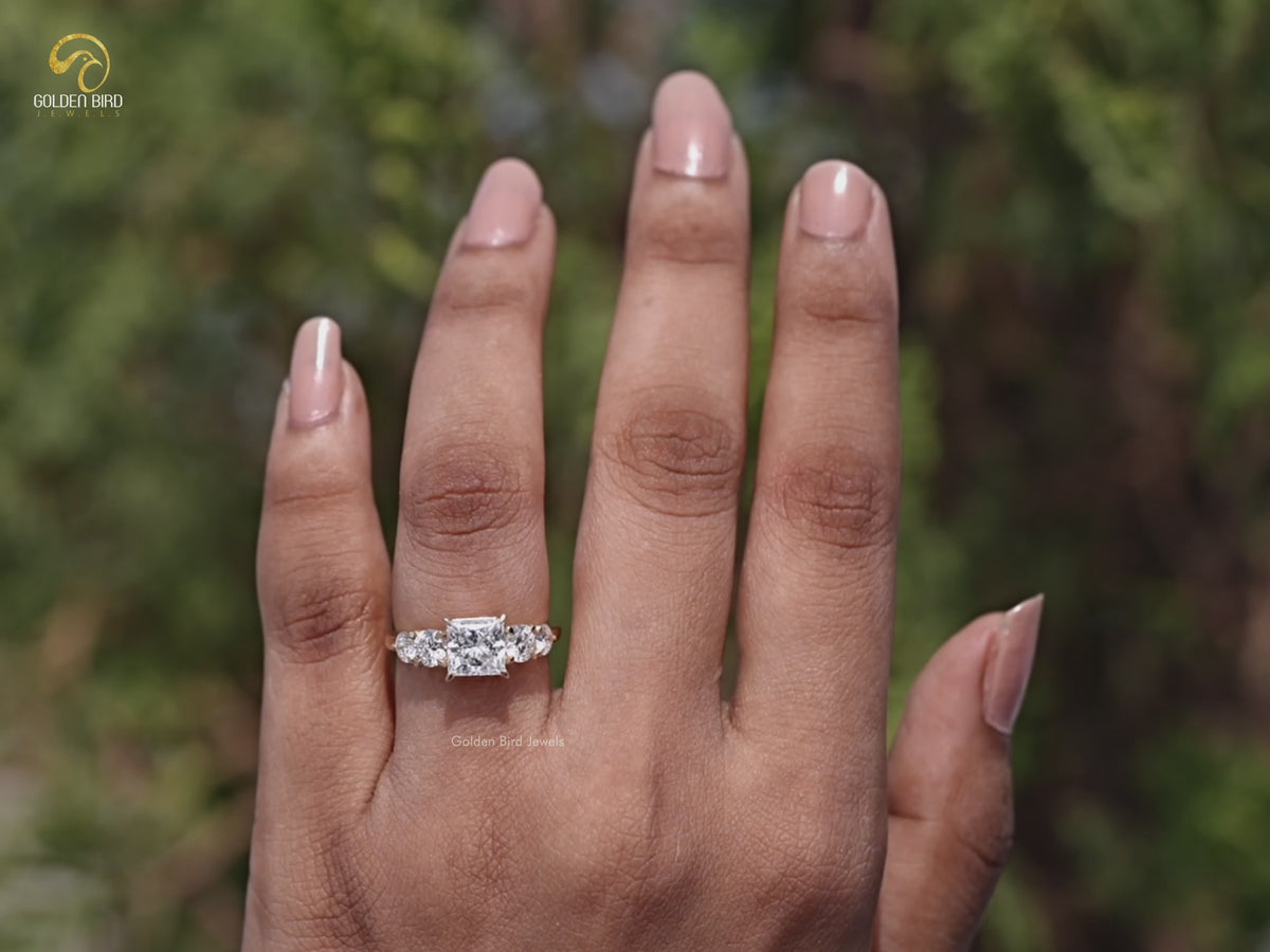 Princess Lab Diamond Five Stone Engagement Ring