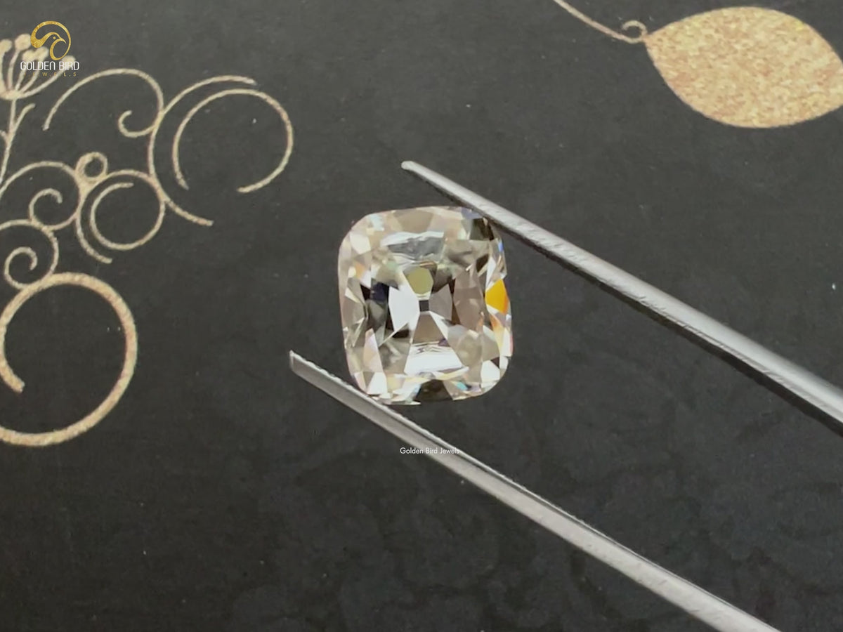 Off White Old Mine Cut Cushion Loose Moissanite
