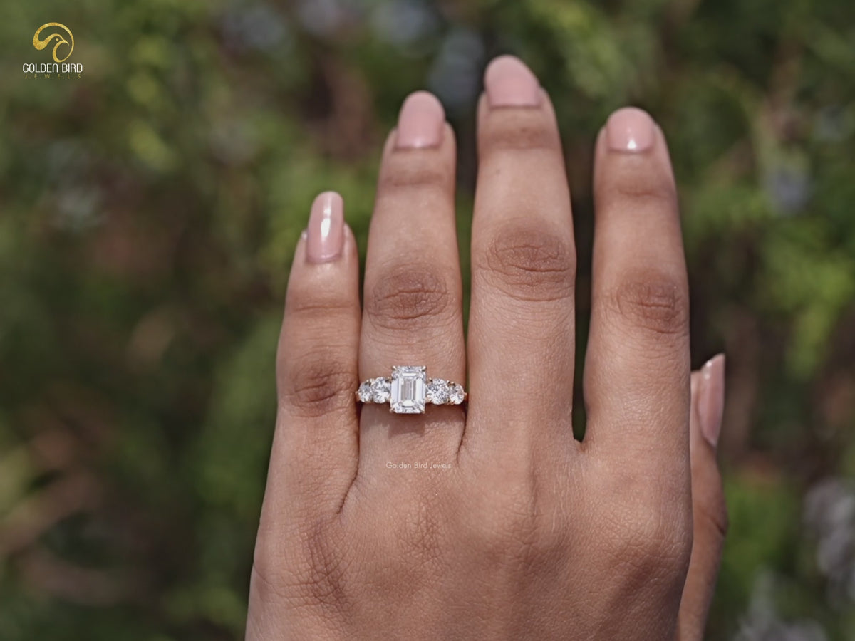 Emerald Cut Lab Diamond Five Stone Ring