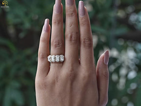 Elongated Cushion Moissanite Halo Eternity Band