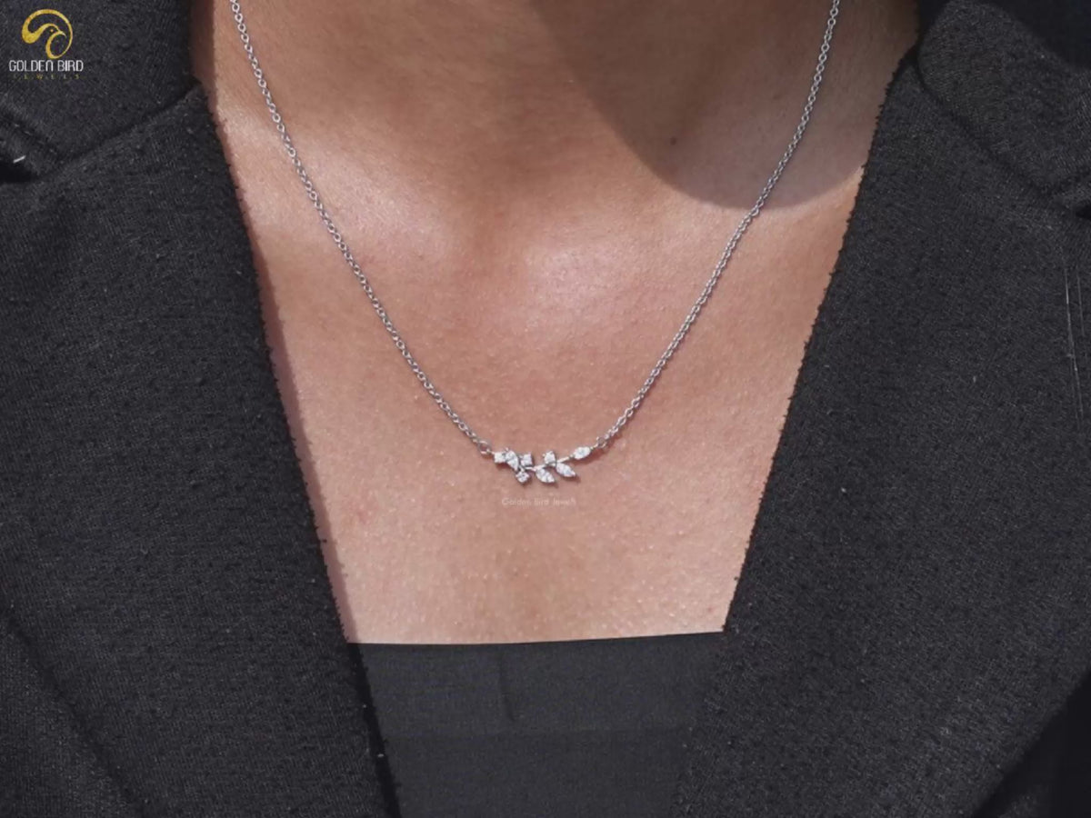 Marquise Cut Lab Diamond Leaf Pendant