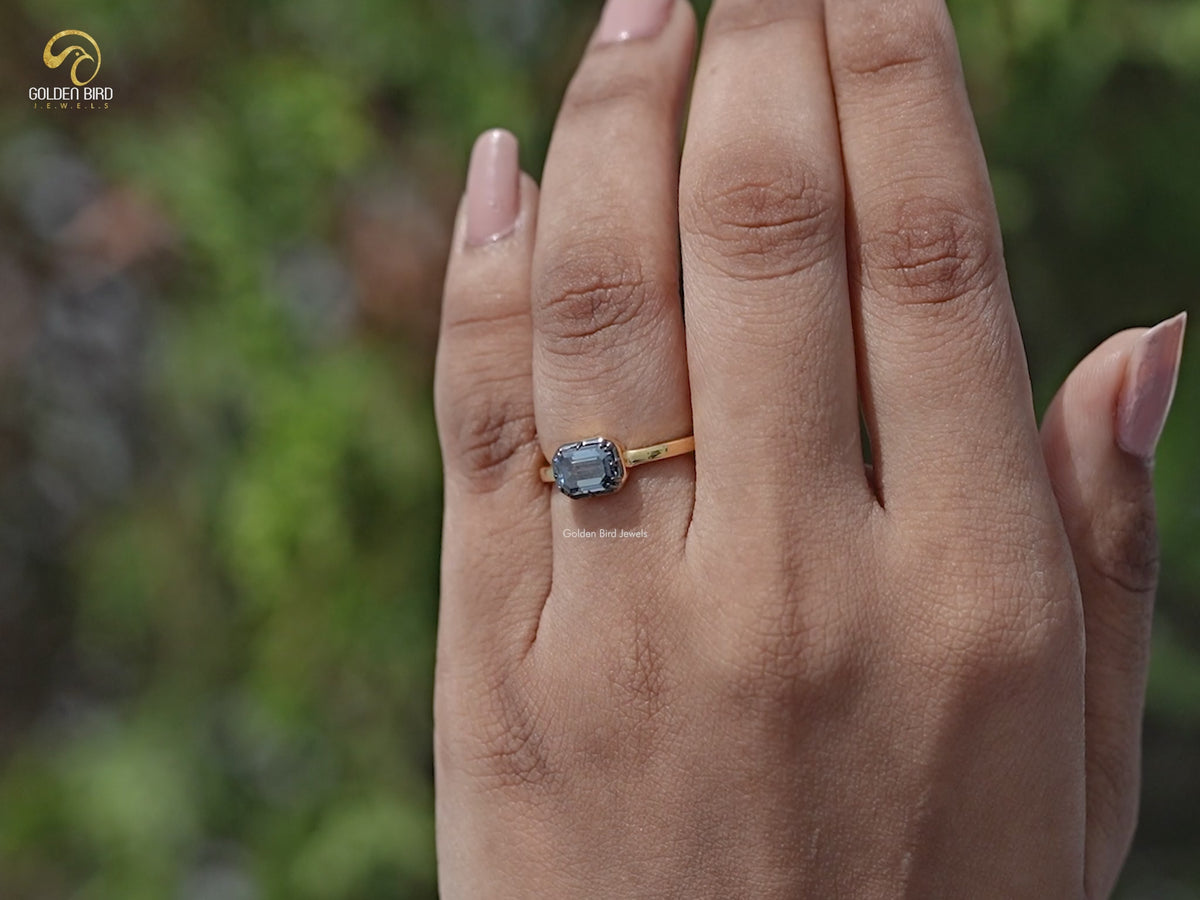 You tube Video of East West Emerald Cut Moissanite Solitaire Ring