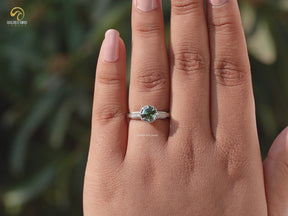 Step Cut Octagon Moissanite Accent Engagement Ring