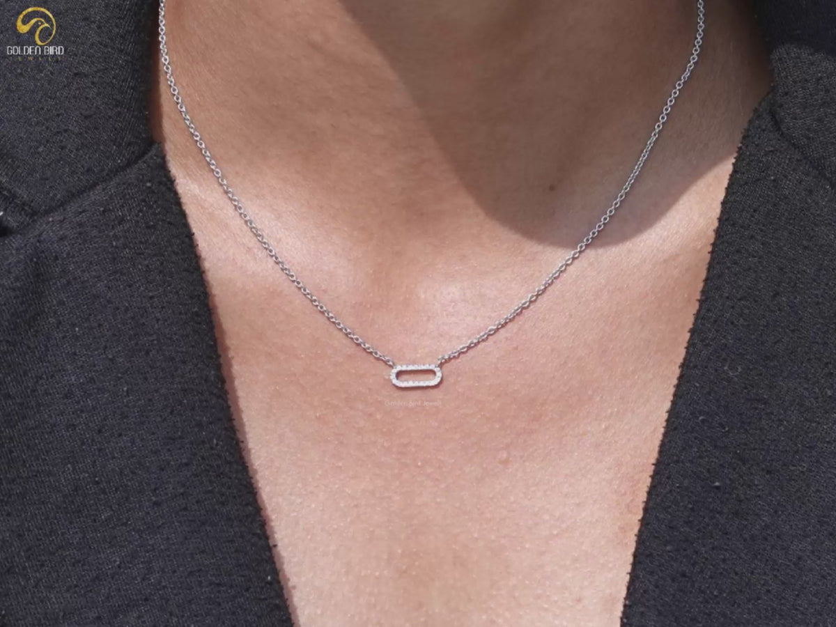Round Lab Grown Paperclip Diamond Pendant