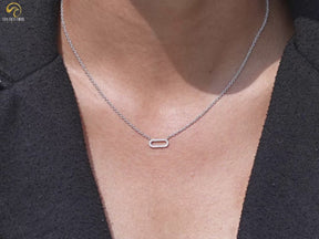 Round Lab Grown Paperclip Diamond Pendant