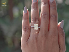 Radiant Moissanite Accent Stone Engagement Ring