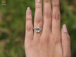 Criss Cut Moissanite Three Stone Ring