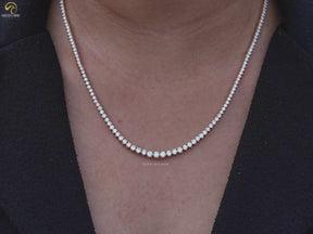 Round Cut Lab Diamond Graduated Tennis Necklace